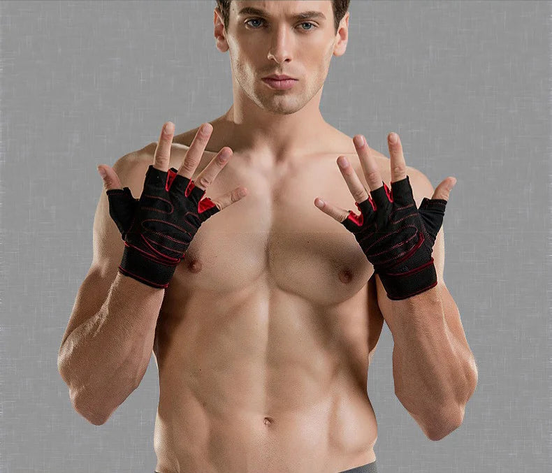Gym Gloves for Men Women Fitness Weight Lifting Wristband Gloves Body Building Training Sports Exercise Cycling Glove Shockproof - Sun Studio