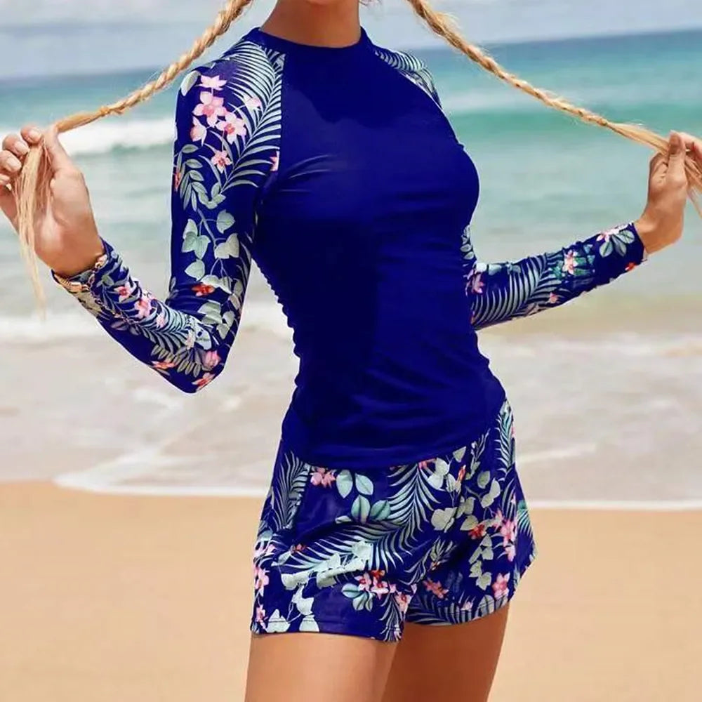Hot Sale Of The Season New Women's Long Sleeve Digital Print Conservative Bikini Swimsuit Cross-Border Fashionable Swimwear from - Sun Studio