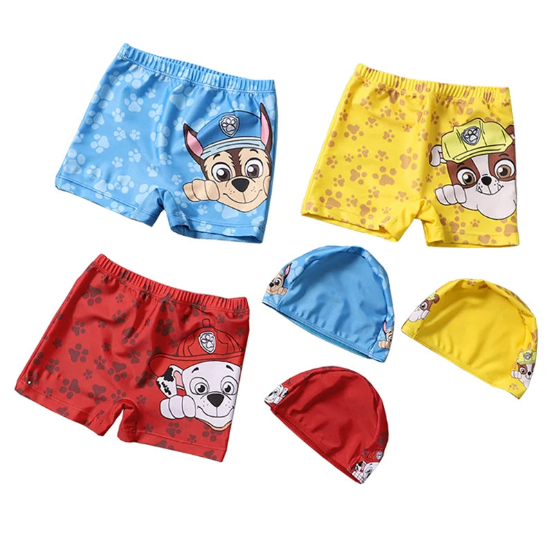 Kid Swimwear Pants Cap Set Baby Boy Swimsuit Shorts Cartoon PAW Patrol kids Swimming Trunks Gift - Sun Studio
