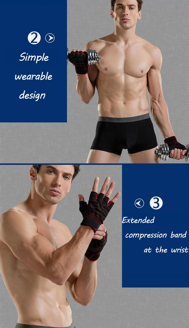 Gym Gloves for Men Women Fitness Weight Lifting Wristband Gloves Body Building Training Sports Exercise Cycling Glove Shockproof - Sun Studio