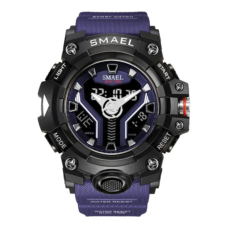 New SMAEL Sport Watch for Man Dual Time Watch for Men Shock Resistant Led Light Watch Military 8075 Quality Mens Sports Watches - Sun Studio