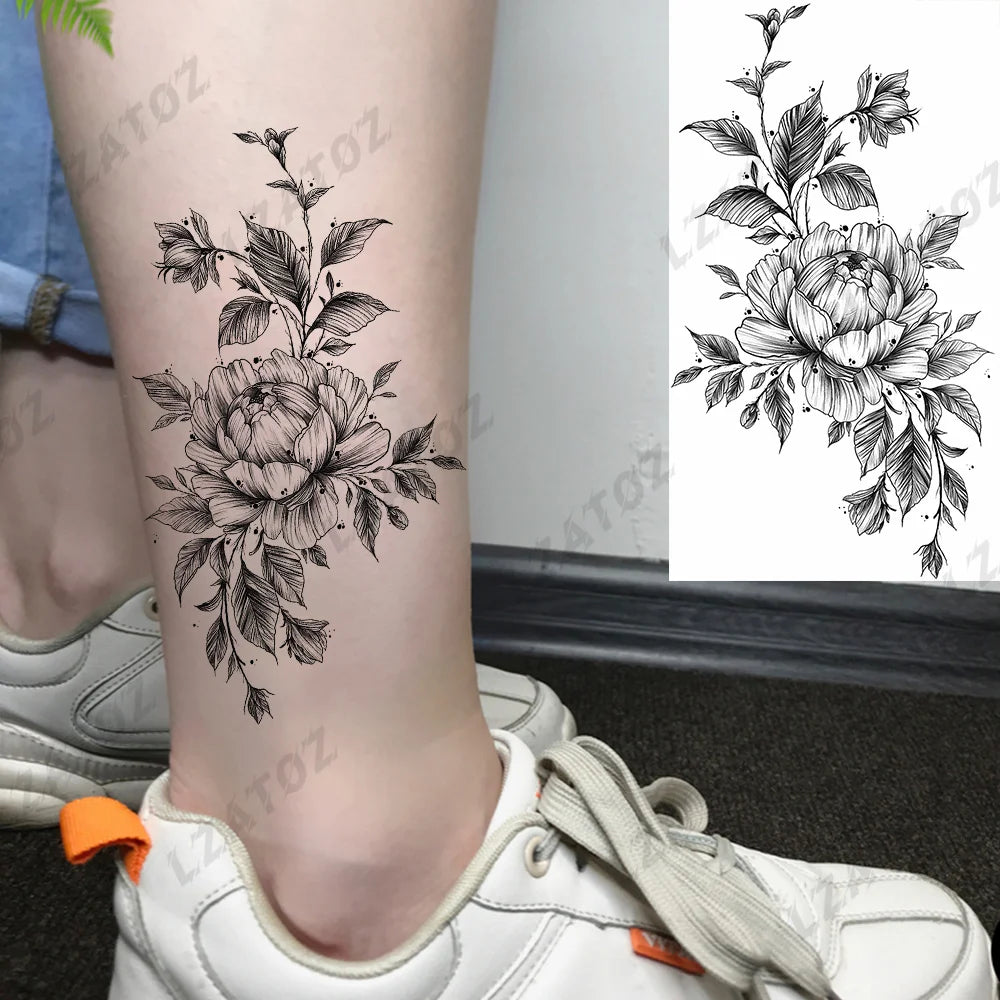 Unique Triangle Ocean Wave Temporary Tattoos For Men Women Realistic Tiger Lion Fake Tattoo Stickers Saying Transfer Art Tatoos