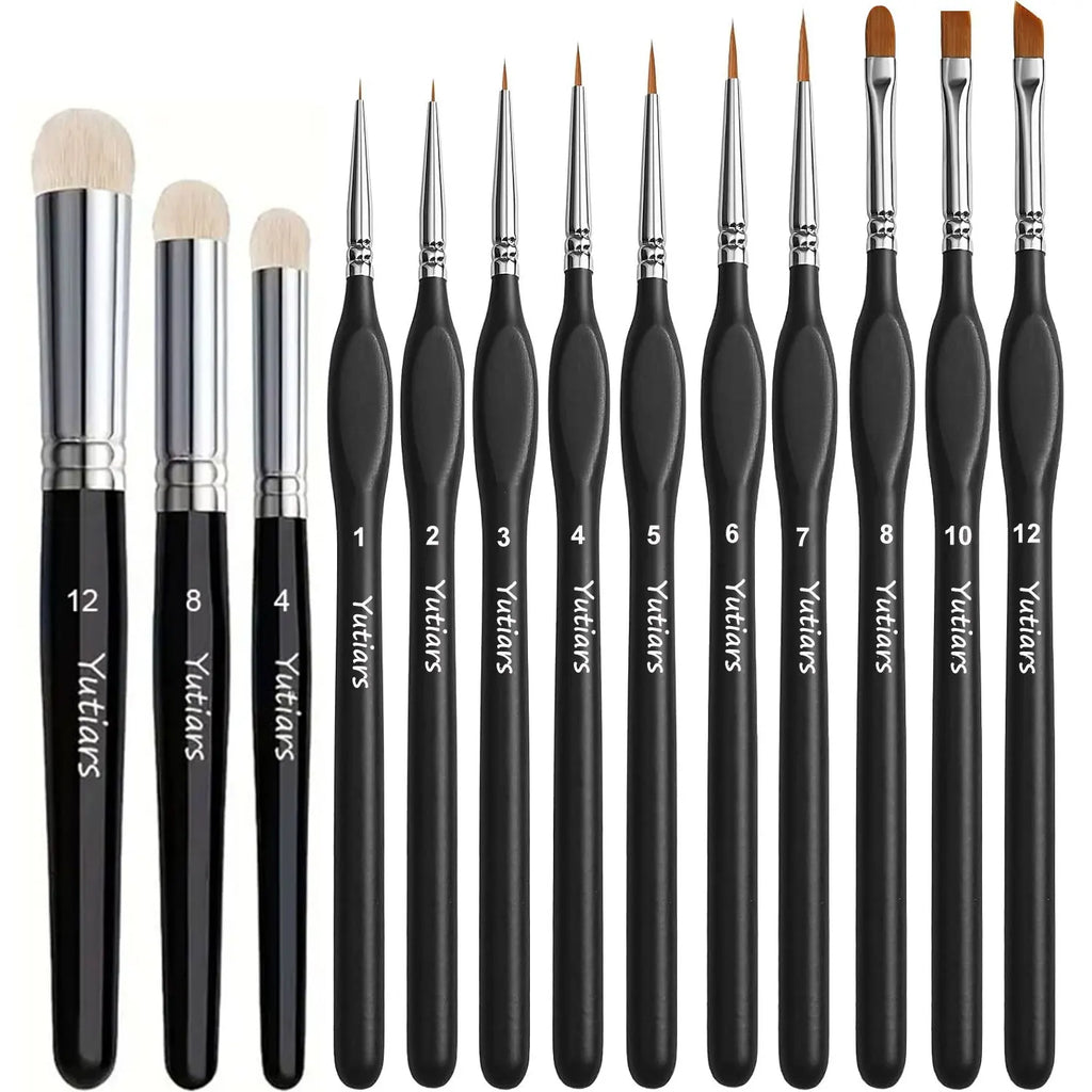 Yutiars Miniature Paint Brushes Drybrush Micro Detail Paint Brush Set, Small Fine Detail Brushes for Acrylic, Watercolor and Oil - Sun Studio