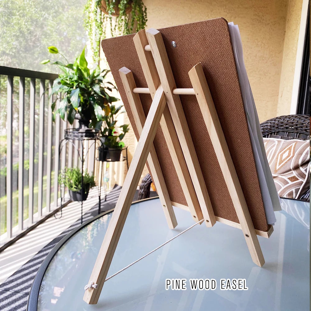1pc Wooden Trapezoidal Small Easel, Foldable Display Bracket On The Desktop, Painting Party Easel, Used For Painting Art Display - Sun Studio