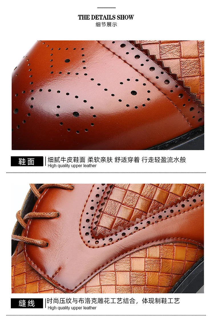 Genuine Leather Mens Dress Shoes Black Formal Social Shoe Male Business Wedding Derby for Man Luxury Italian Work Oxford Loafers - Sun Studio
