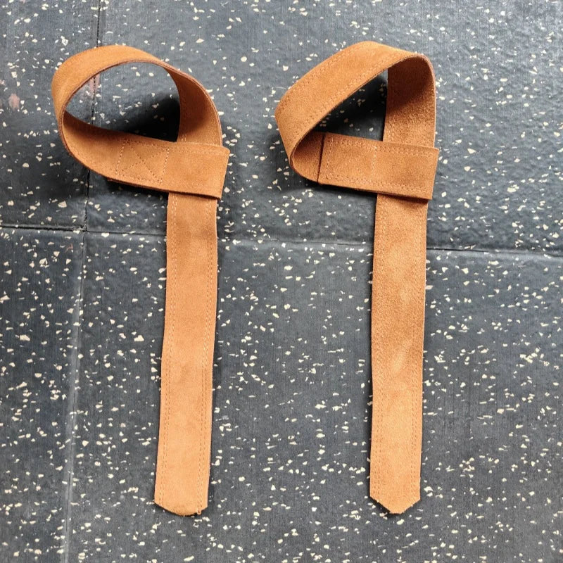 1 Pair Cowhide Weightlifting Straps for Men & Women Gym Lifting Wrist Straps Gym Perfect for Strength Training and Deadlifts - Sun Studio