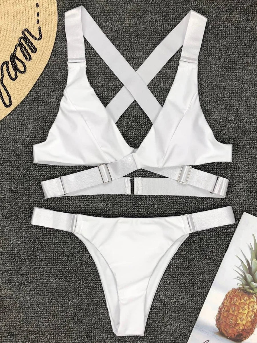 Sexy Adjustable Buckle Bandage Vevlet Bikini 2026 Women Swimsuit Female Bikinis Swimwear Two Pieces Bikini set Bathing Suit Swim - Sun Studio