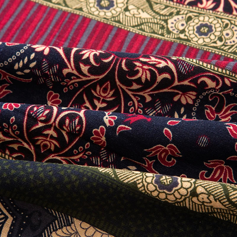 Bohemian Fabric Ethnic Vintage Retro Boho Printed Cotton Linen Home Decor Upholstery Textile - Sun Studio