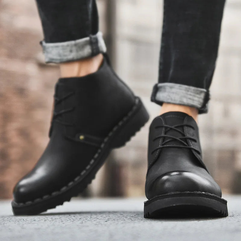 VIPOL Tooling Boots for Men Retro Leather Shoes Comfortable Platform Leisure Flats Classics Outdoor Leisure Men's Boot - Sun Studio