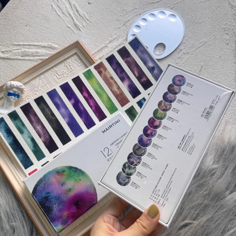 Mairtini New Planet Series Layered Color Watercolor Pigment Set 12 Colors 5ml Tube Precipitation Color Painting Art Supplies - Sun Studio