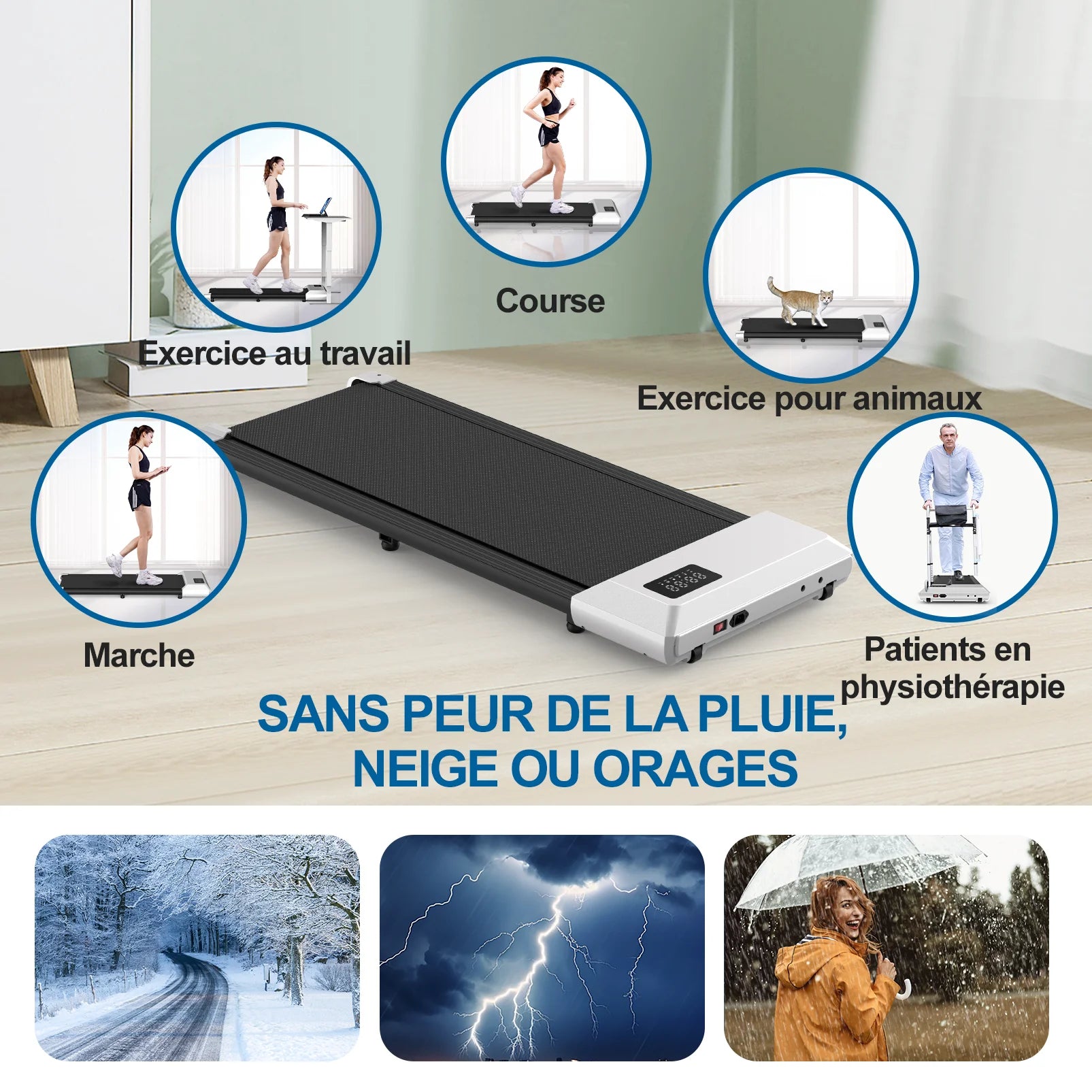 Walking Pad 2 in 1 Under Desk Treadmill, 2.5HP Low Noise Walking Pad Running Jogging Machine with Remote Control for Home Office - Sun Studio