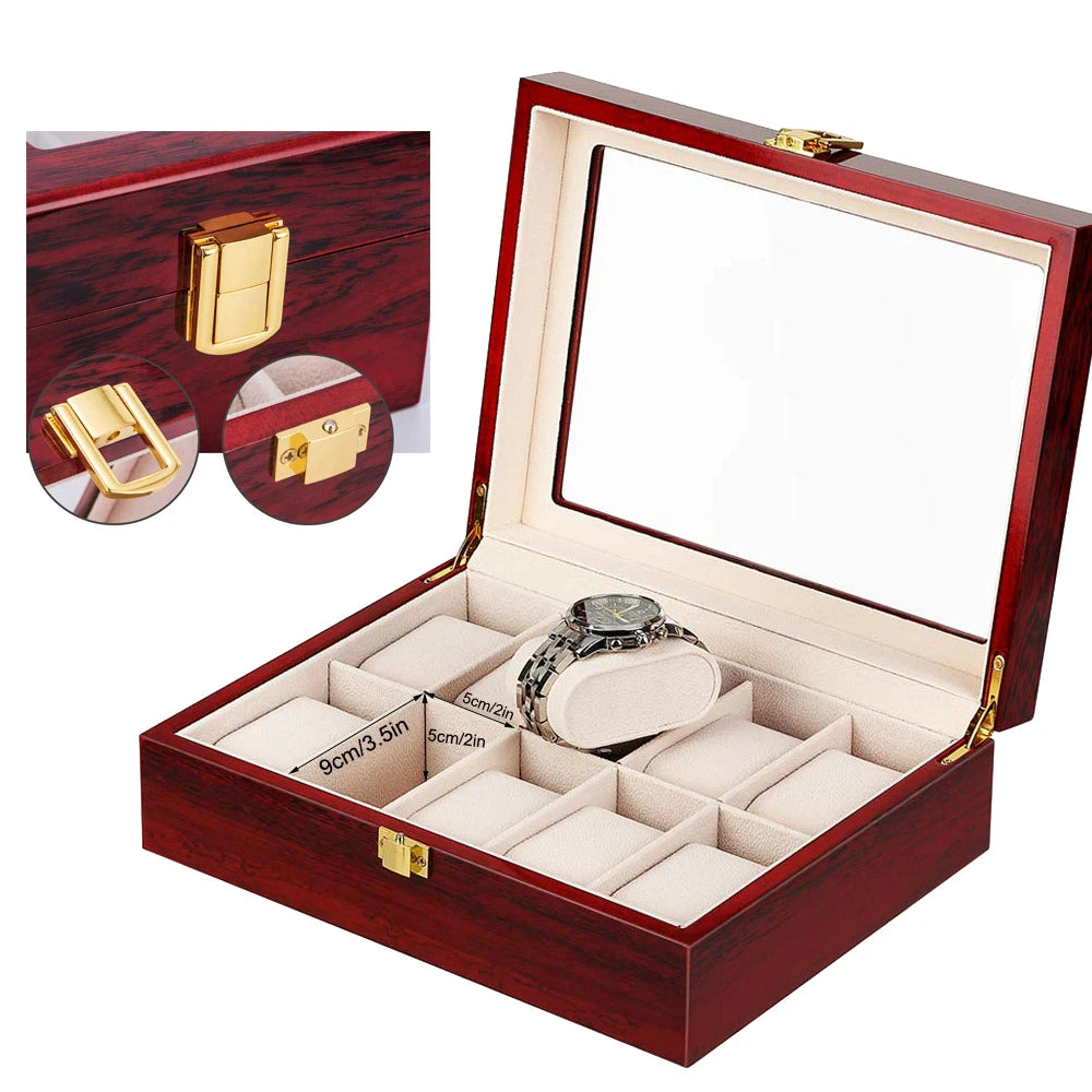 Luxury Wooden Watch Box 1/2/3/5/6/10/12 Grids Watch Organizers 6 Slots Wood Holder Boxes for Men Women  Watches Jewelry Display - Sun Studio
