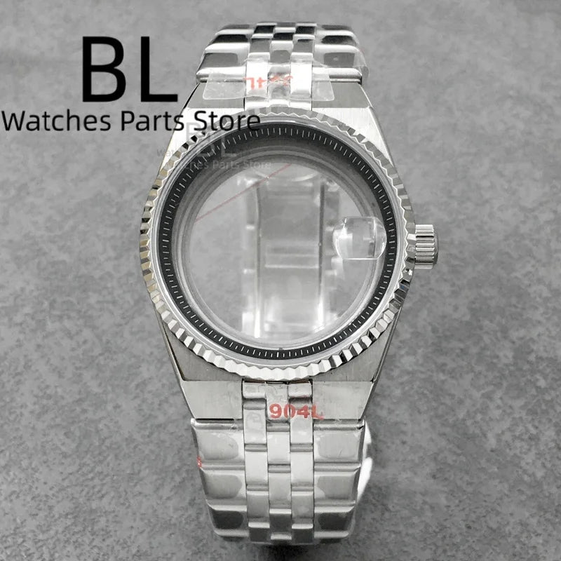 BLIGER 36mm40mm High Quality Silver BLand-DwelweMen's Watch Case For NH35 Movement Watch Parts Sapphire Glass 10BAR Watches Box - Sun Studio