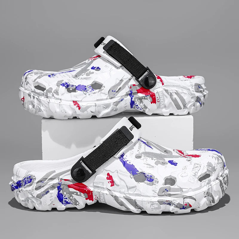 Big Size 47 Summer Men White Clogs Outdoor Garden Clogs Hole Shoes Male Casual Shoes Water Shoes Comfort Home Soft Slippers - Sun Studio