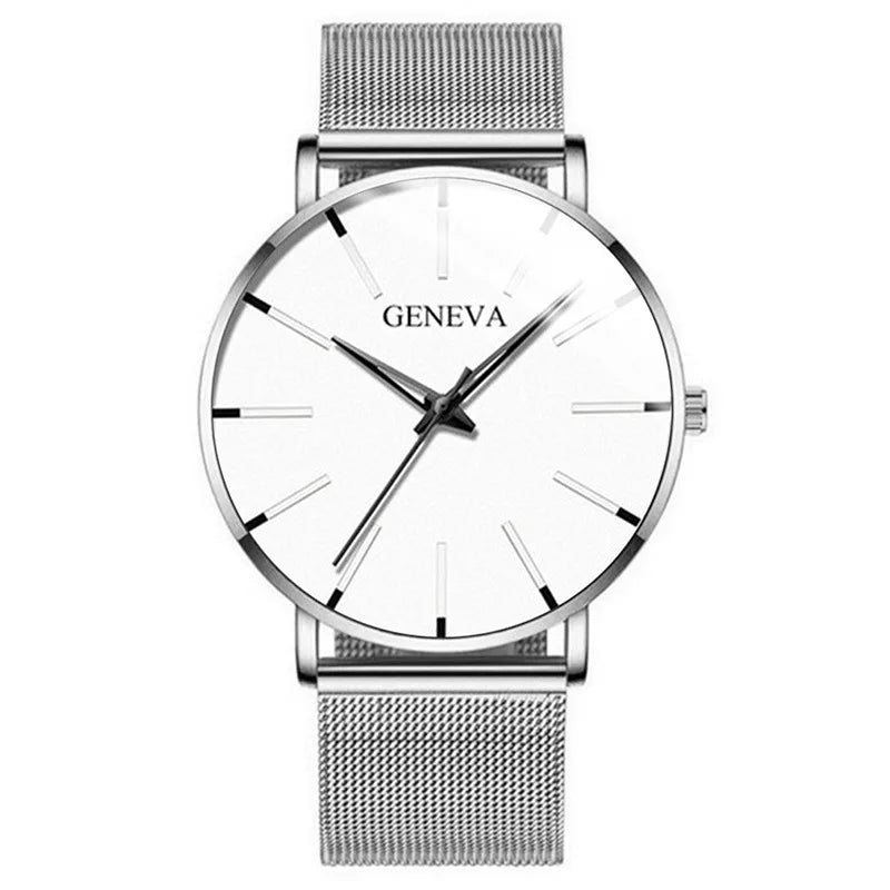 New Fashion Simple Ultra-thin Men Business Watches Steel Mesh Band Male's Quartz Watch Relogio Masculino - Sun Studio
