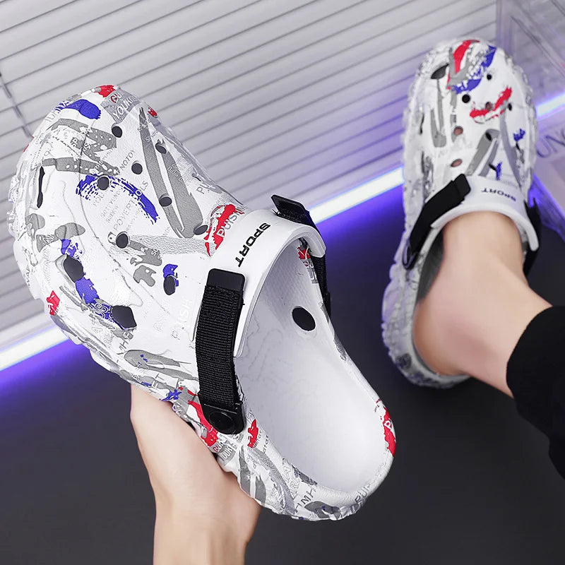 Big Size 47 Summer Men White Clogs Outdoor Garden Clogs Hole Shoes Male Casual Shoes Water Shoes Comfort Home Soft Slippers - Sun Studio