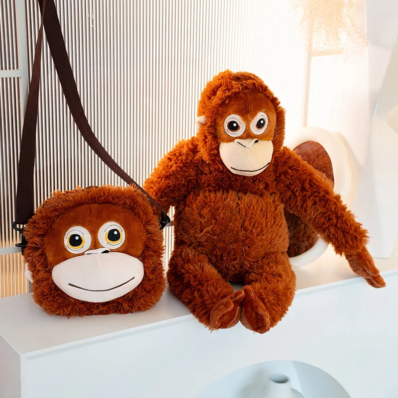 Cartoon Punch Monkey Plush Doll Brown Chimpanze Mom And Black Monkey Baby Together Animal Stuffed Doll Home Decor Gift For Kids - Sun Studio