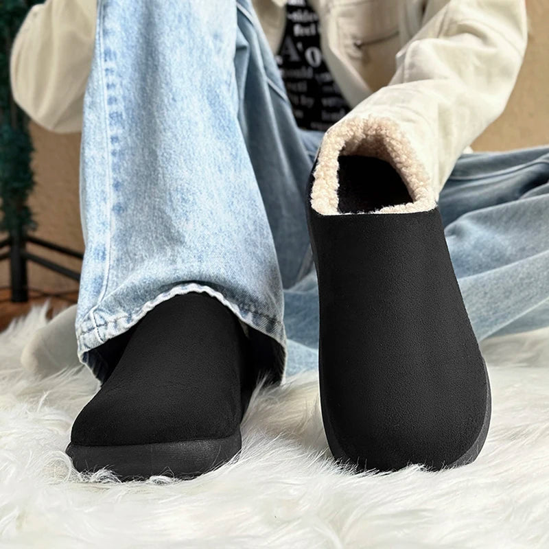 Winter New Arrival Men's Plush Lined Warm Cotton Slippers, Non-Slip Indoor Outdoor Cozy Fleece Shoes for Men - Sun Studio