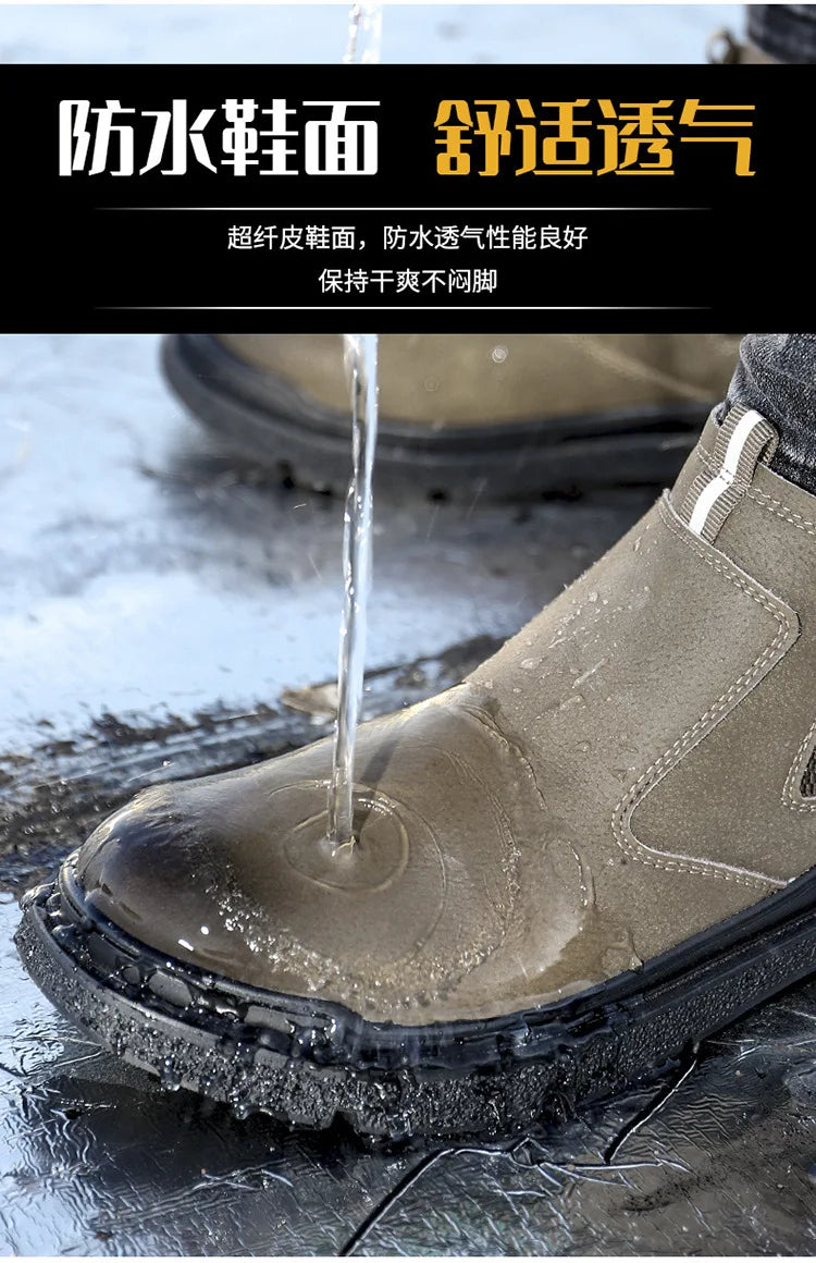 Waterproof Men Welder Shoes Steel Toe Work Shoes Man Anti-spark Anti-smash Safety Shoes Male Slip On Chelsea Work Safety Boots - Sun Studio