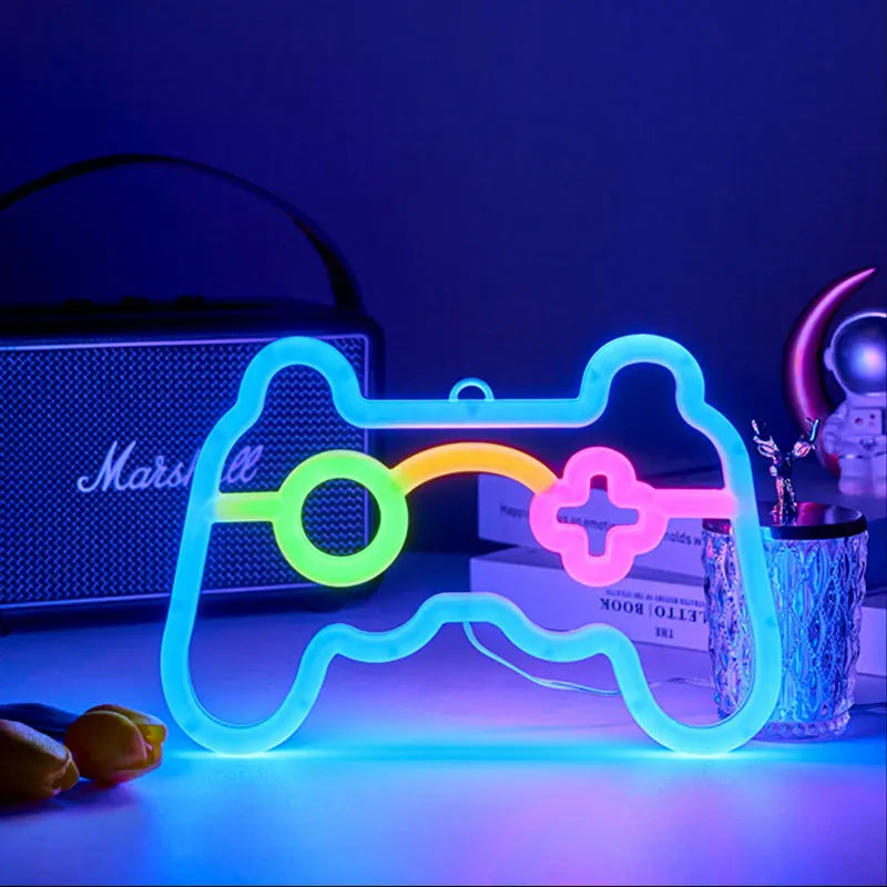 Gamer Neon Sign Lights,Gamer Controller Neon Lamp for E-sport Room, USB Or Battery Powered Table Lamp, Gaming LED for Home Decor - Sun Studio