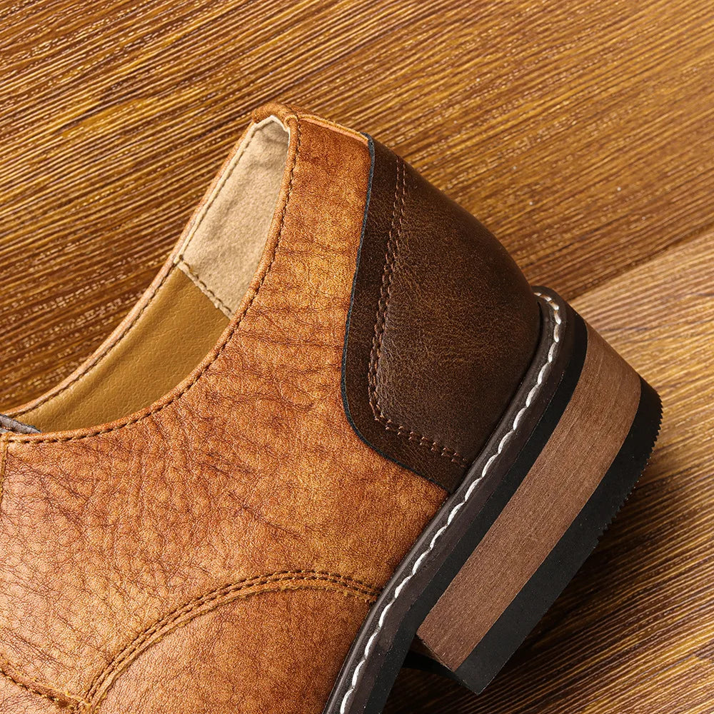 Business Men's Leather Shoes European American Casual Man Leather Shoe Retro Trend Men's Shoes Large Size Leather Shoes for Men - Sun Studio