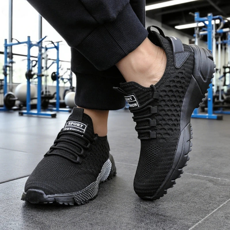 Men's Running Shoes Knitted Mesh Breathable Fashionable Casual Sneakers High-quality Anti Slip Fitness Tenis Masculino Sneakers - Sun Studio