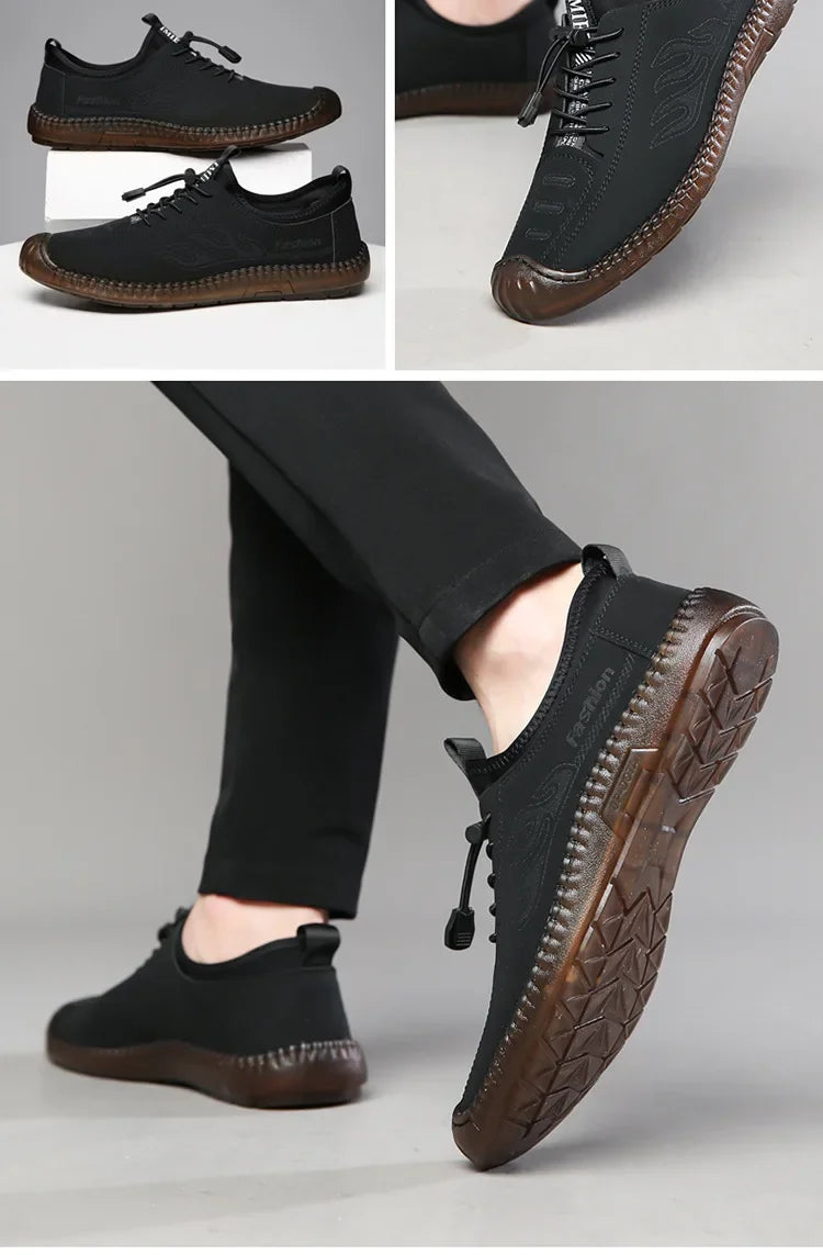 Men's Casual Slip-On Soft Bottom Breathable Beans Shoes Fashionable Spring Autumn Wear Resistant Microfiber Leather Shoes - Sun Studio