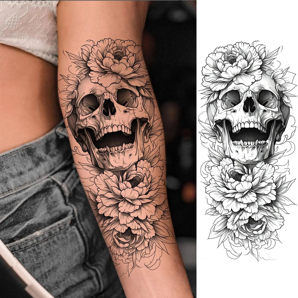 1 Sheet Beautiful Turtle With Flowers Temporary Tattoos Elephant Lion Tatoos Waterproof Realistic Animals Fake Tattoos Stickers
