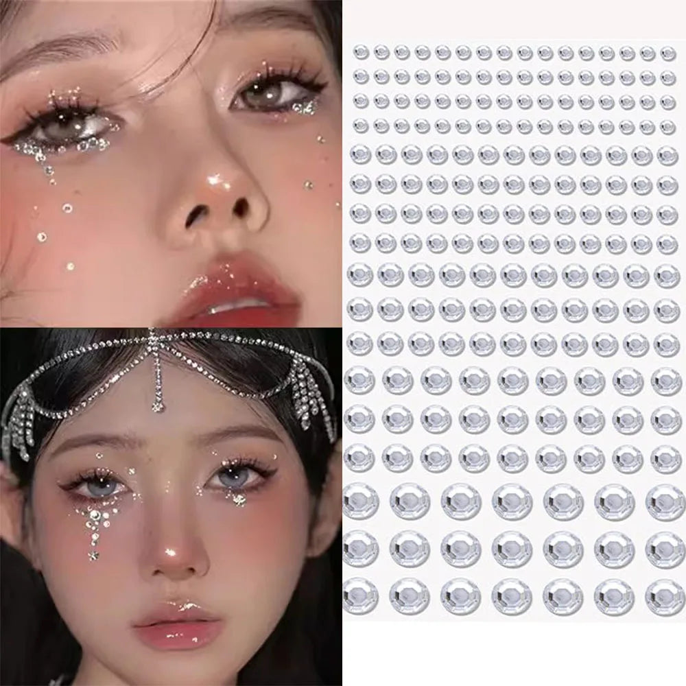 1Pcs Face Diamond Gem Sticker 5D Colorful Rhinestone Tattoo Stickers Fo Festival Nail Body Makeup Bling Jewelry DIY Face Sticker