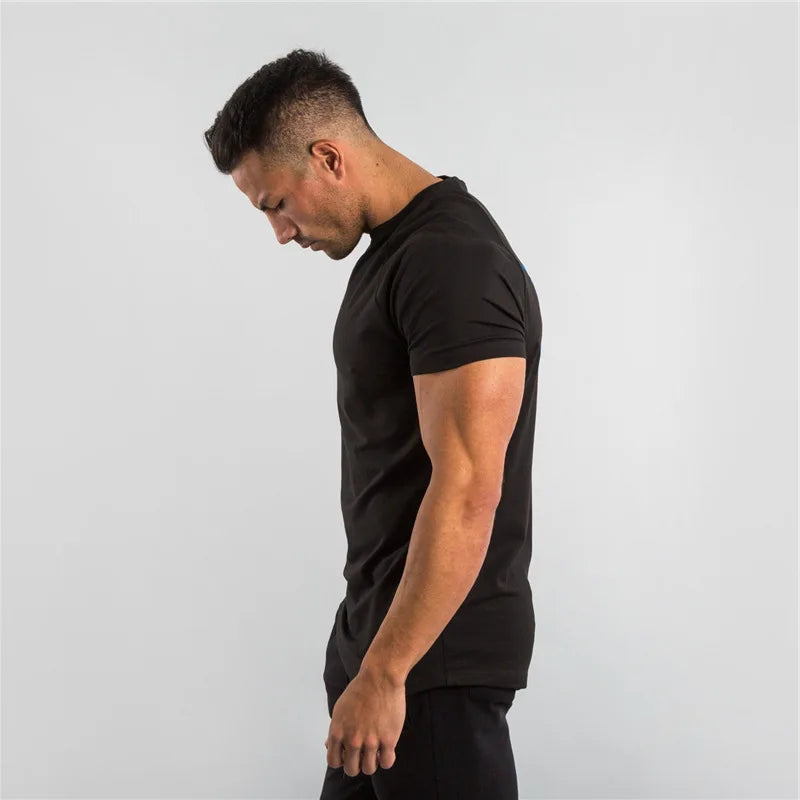Fitness T-Shirt Men Bodybuilding Short Sleeve Sport Running T-shirt Men Sportswear Workout Shirts Male Men Gym Summer Tops Tee - Sun Studio