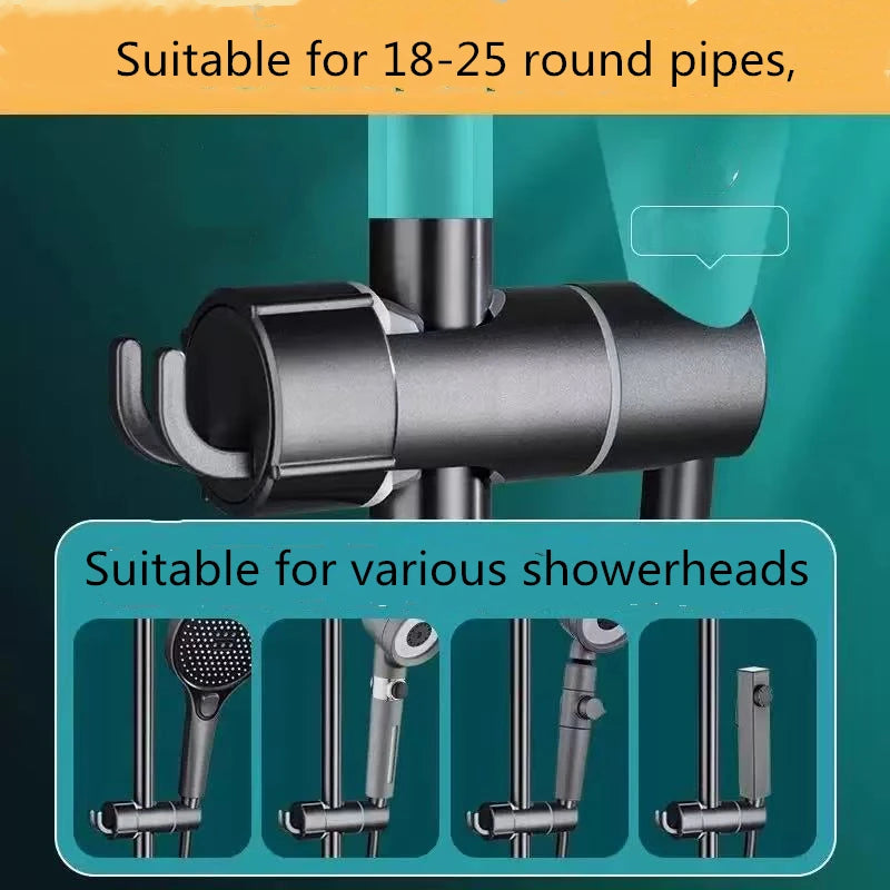 ABS Adjustable Shower Head Holder Shower Holder Clamp Showerhead Rail Slide Bracket Bathroom Accessories Rotation Hook Design - Sun Studio