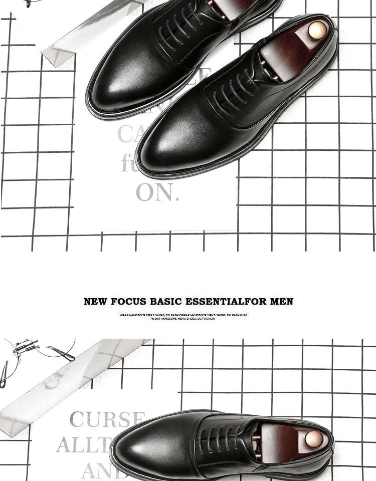 British Pointed Toe Business Leather Shoes Fashion Casual Black Large Size 38-47 Formal Shoes Handsome Office Worker Men's Shoes - Sun Studio