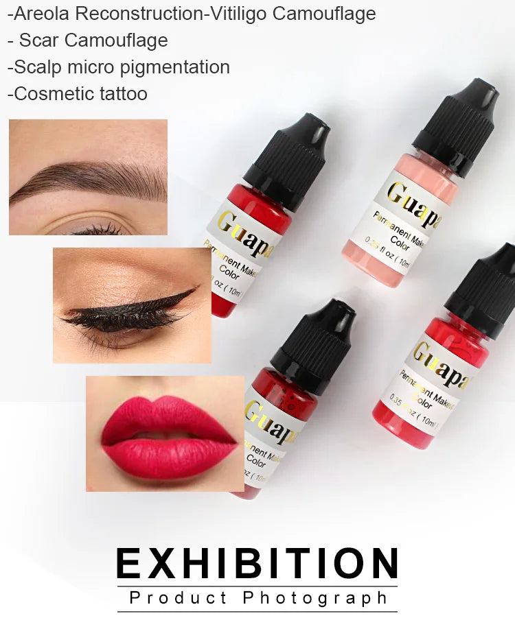 10ML Tattoo Ink Micro pigment Lip Eyebrow Permanent Makeup Pigment Tattoo Supplies for Tattoo Eyebrow Eyeliner Lip - Sun Studio
