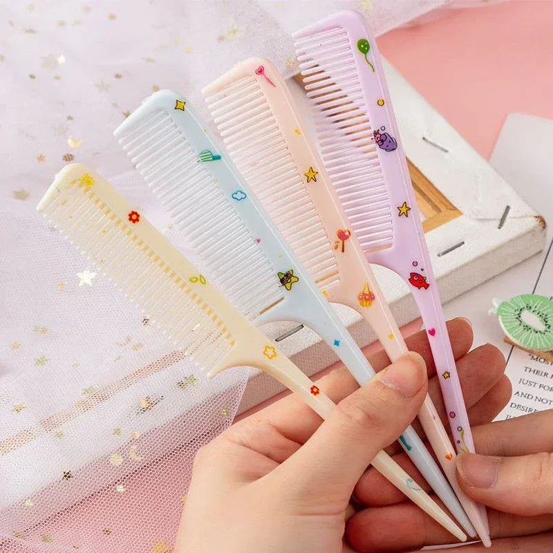 2pcs Kids Hair Combs Set Girls Portable Anti-Static Plastic Comb Cartoon Animals Children Hairdressing Comb with Pointed Tail - Sun Studio