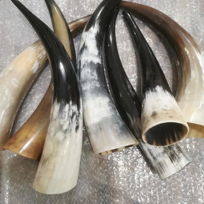 30-50CM Genuine Yak Horn Black Massage Buffalo Horn Viking Drinking Horn Mugs Standing Cylinder Scraping Tube Home Decor - Sun Studio