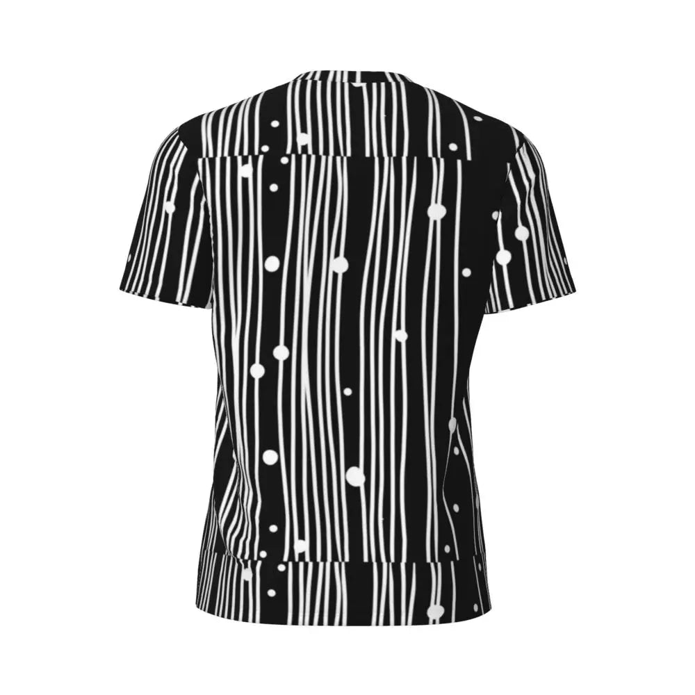 Gym T Shirt For Mens Retro Dots And Stripes T Shirts Fashion Blue Line Design Summer Tees O Neck Basic Graphic Clothes Plus Size - Sun Studio