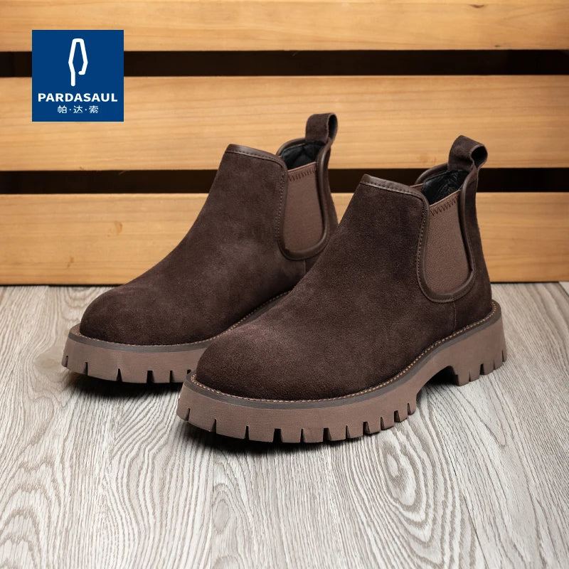 Chelsea boots, short boots, men's boots, breathable men's shoes, versatile and trendy high top leather boots 231146 - Sun Studio