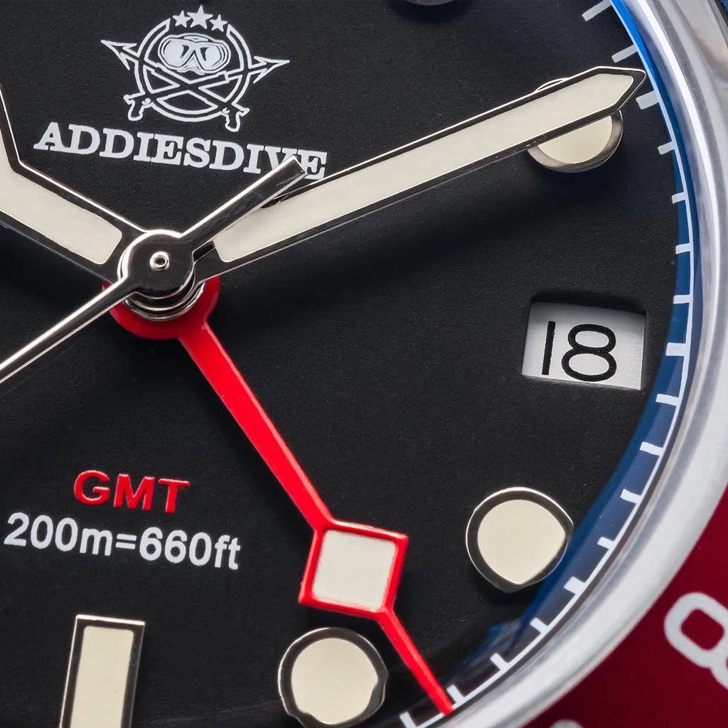 ADDIESDIVE Luxury GMT515-24H Men's Watch Diver 200m Bubble Mirror Glass BGW9 Super Luminous Stainless Steel Men's Analog Watches - Sun Studio