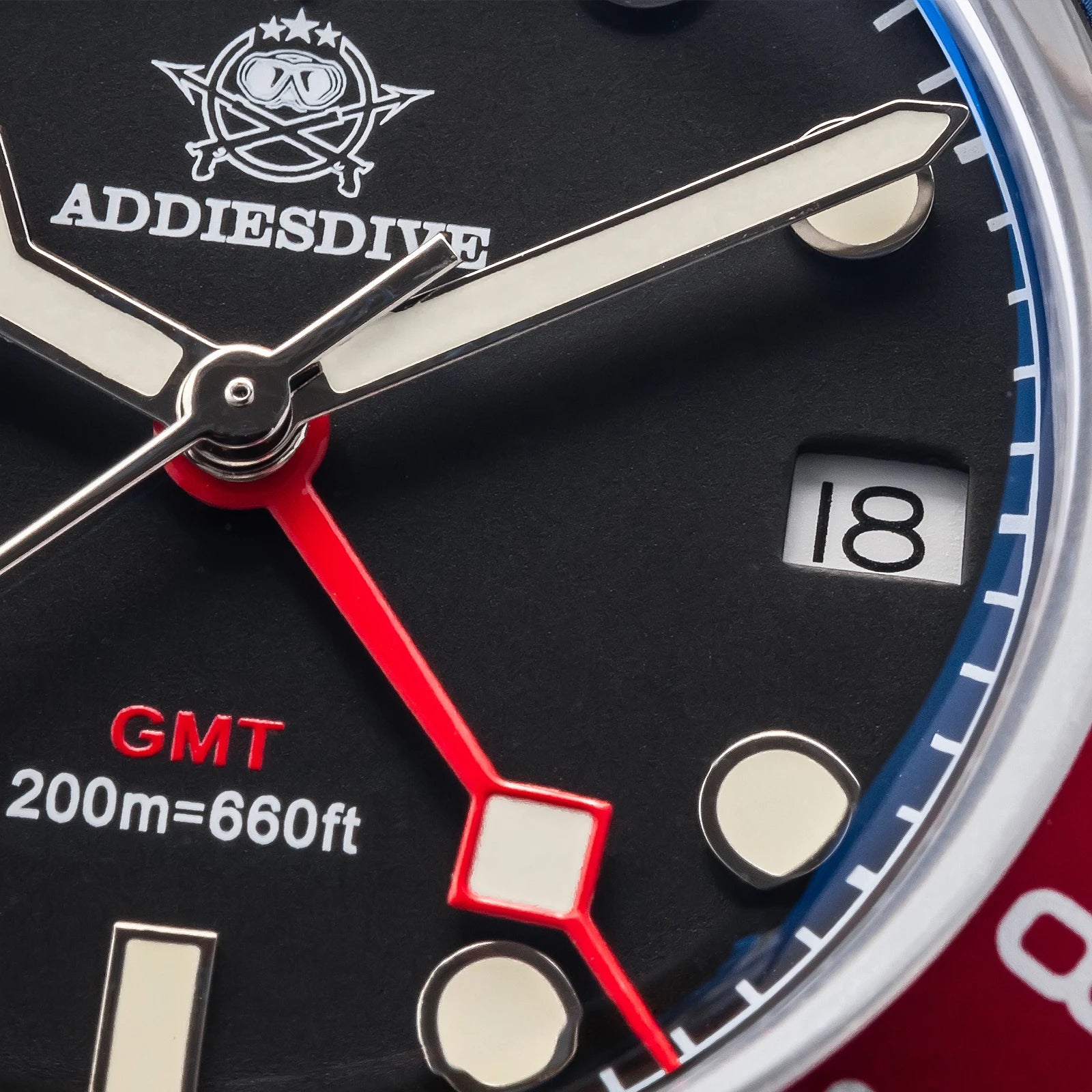 ADDIESDIVE Luxury GMT515-24H Men's Watch Diver 200m Bubble Mirror Glass BGW9 Super Luminous Stainless Steel Men's Analog Watches - Sun Studio