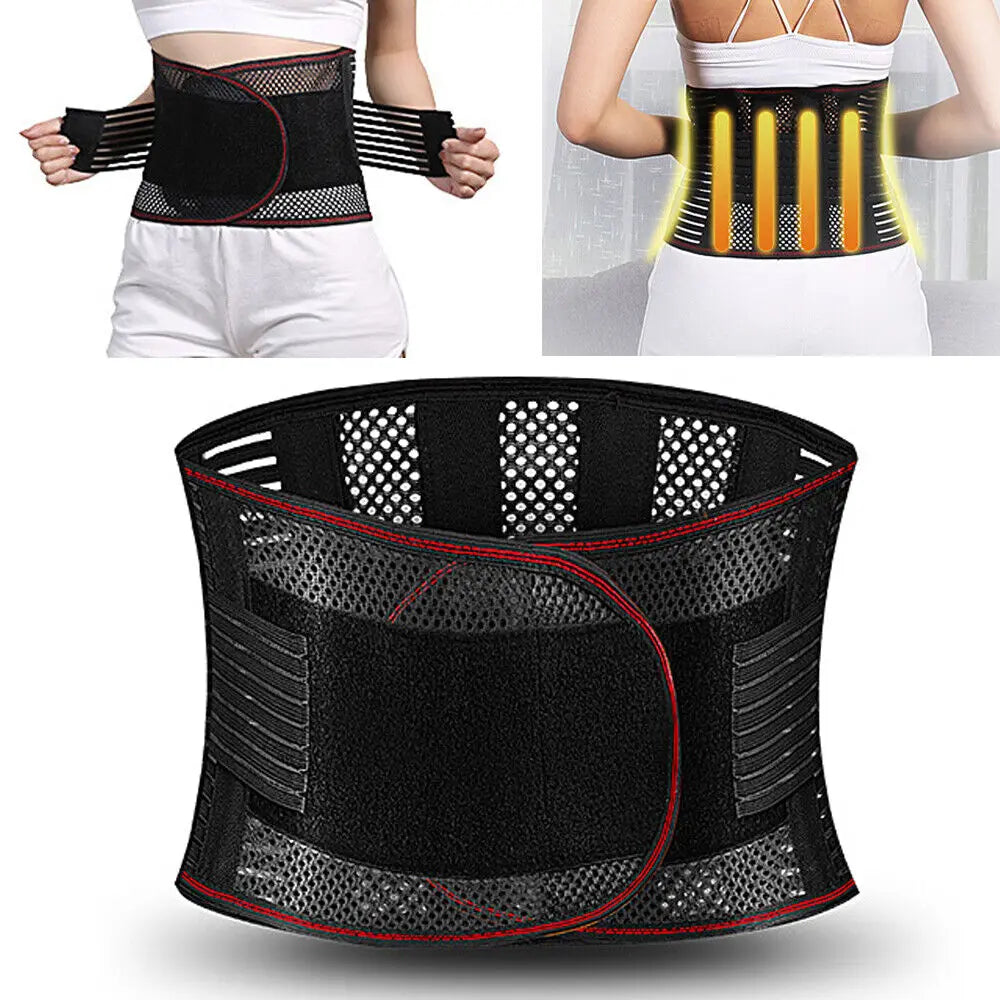 Lower Back Support Waist Sprain Brace Belt Sciatica Pain Therapy Work Men Women Adjustable Waist Trainer Belt Lumbar Corset - Sun Studio