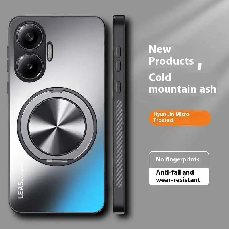 AG Frosted Magnetic Rotate Ring Stand Holder Case For POCO F7 5G Matte Bumper Camera Protective Cover For Xiaomi POCO F 7 PocoF7 - Sun Studio