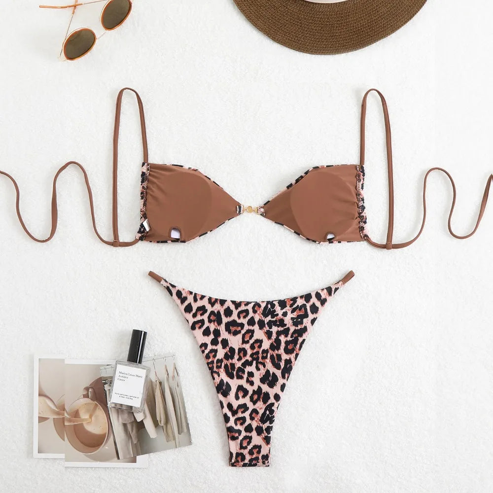 Leopard Swimwear Women 2025 Bathing Suit Micro Bikini Brazilian Biquinis Mini Swimsuit Push Up Swimming Suit Maillot De Bain - Sun Studio