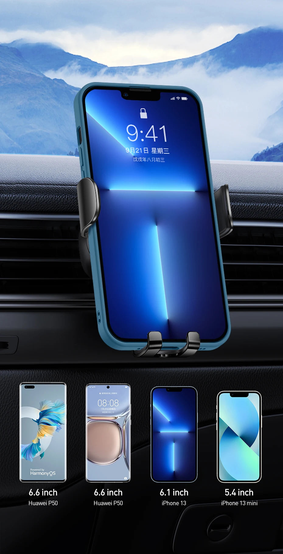 Baseus Car Phone Holder Mobile Metal Gravity Phone Holder for Car Air Vent / CD Slot Mount Phone Holder Stand for iPhone Samsung - Sun Studio