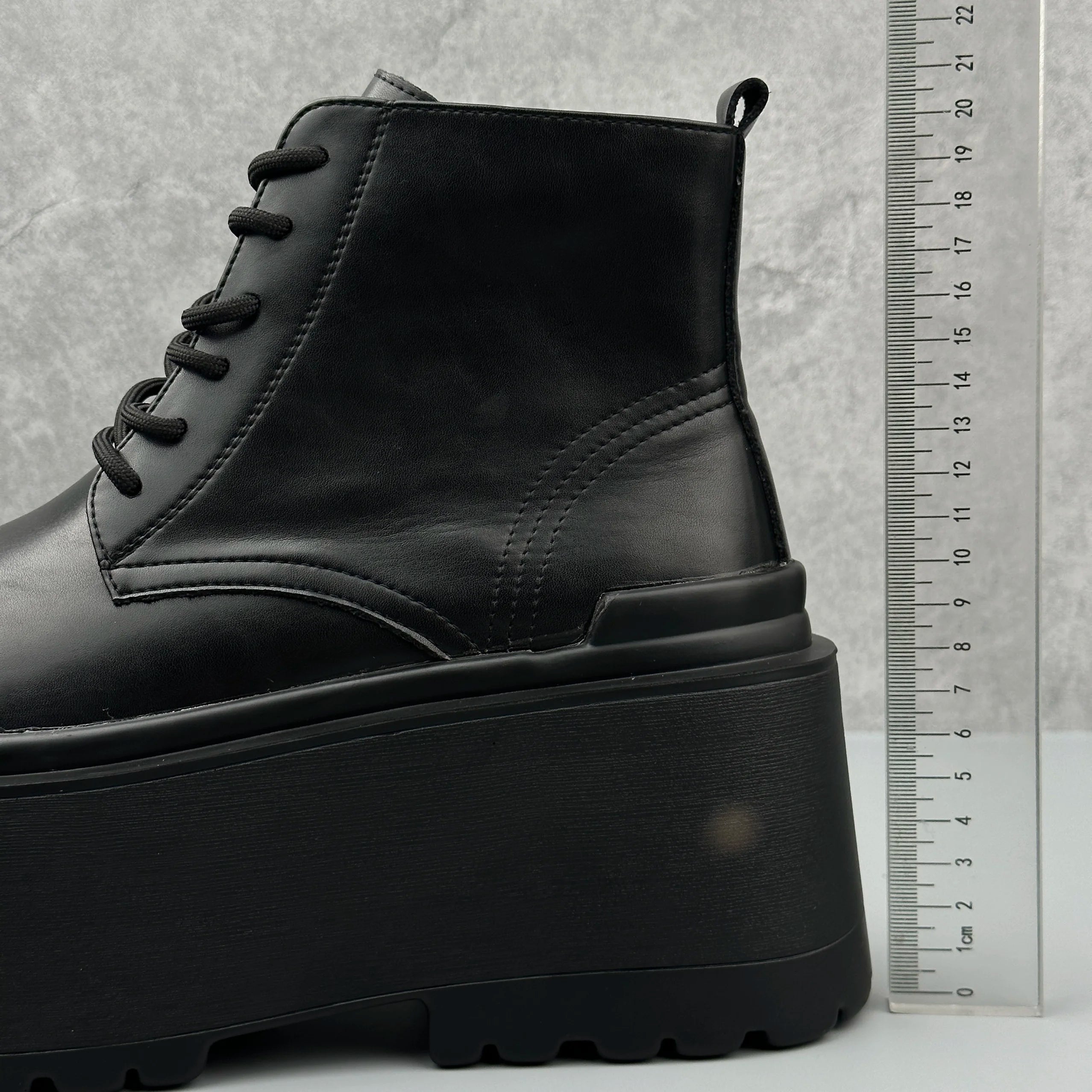 Men's Motorcycle Boots Platform Leather Luxury Height Increase 8cm Sneakers Lace Up Autumn Black Designer Shoes - Sun Studio
