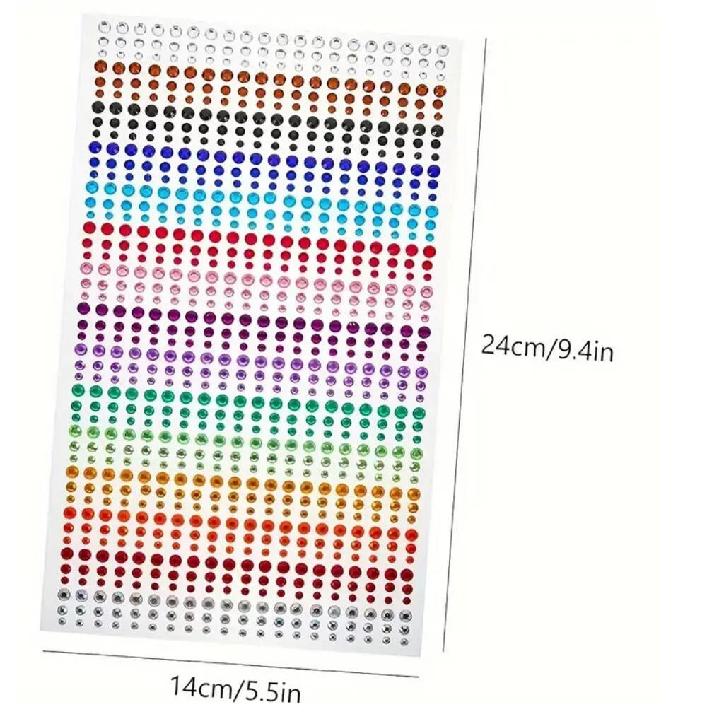 1sheet 900pcs Rainbow Face Glittle Gem Stickers Stick-On Facial Tattoo Eye Rhinestone Jewels 3/4/5mm Mix Wedding Party Make Up - Sun Studio