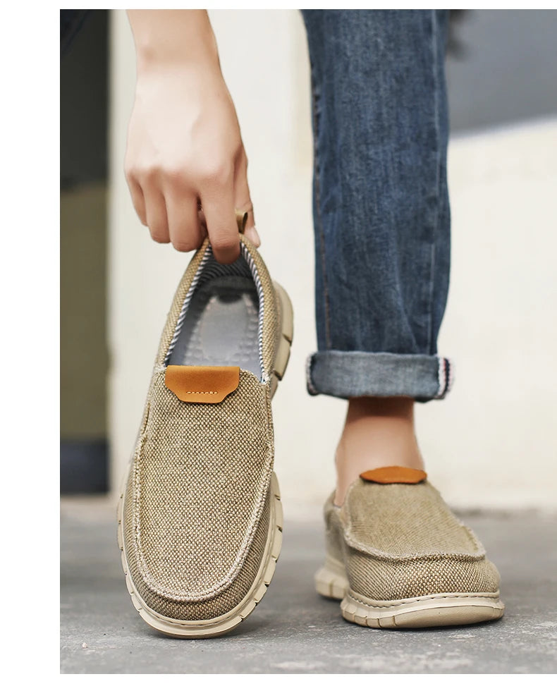 New Men Canvas Shoes Fashion Men's Casual Shoes Light Non-slip Loafer Washed Denim Flat shoes Outdoor Sneakers Vulcanized Shoes - Sun Studio
