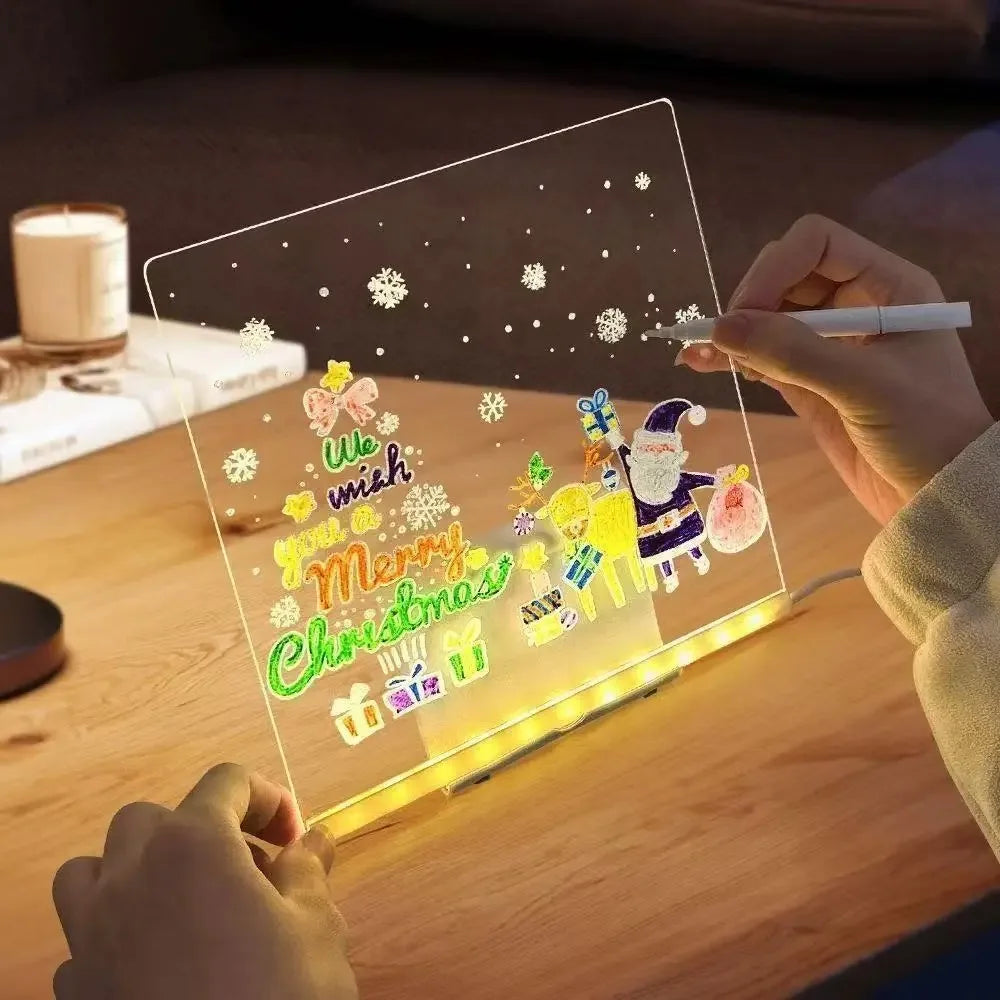 Magic Glow Kids Drawing Board: Reusable LCD Tablet with Night Light LED Note Board Erasable Light-Up Doodle Pad - Sun Studio
