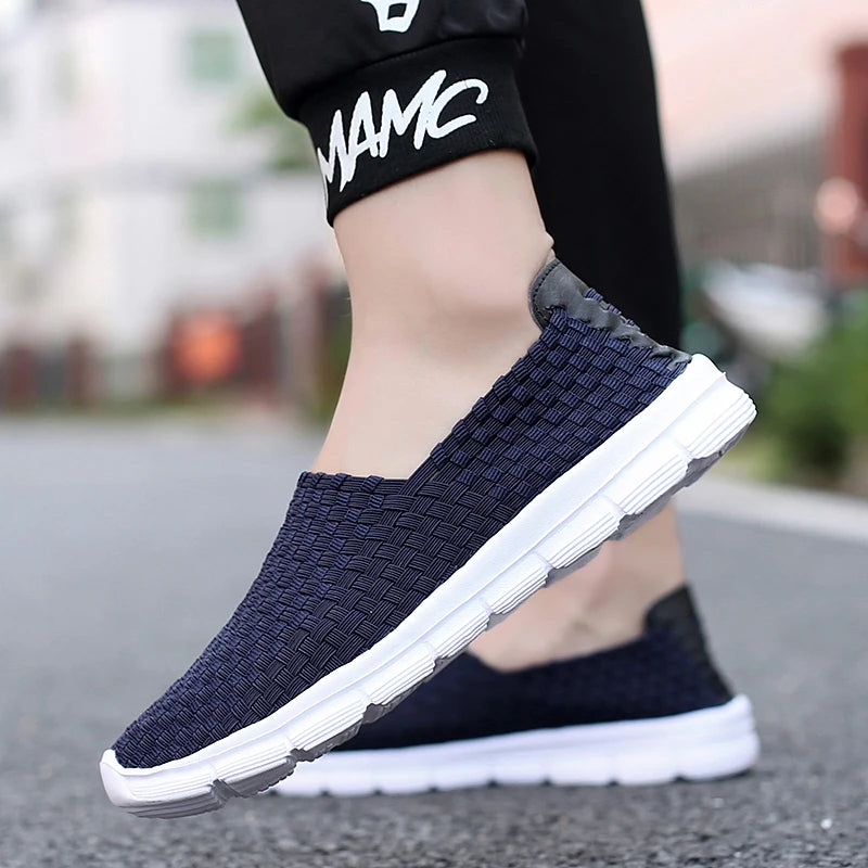 STRONGSHEN Men Shoes Summer Breathable Women Handmade Woven Shoes Couple Casual Flats Shallow Loafers Unisex Zapatos De Mujer - Sun Studio