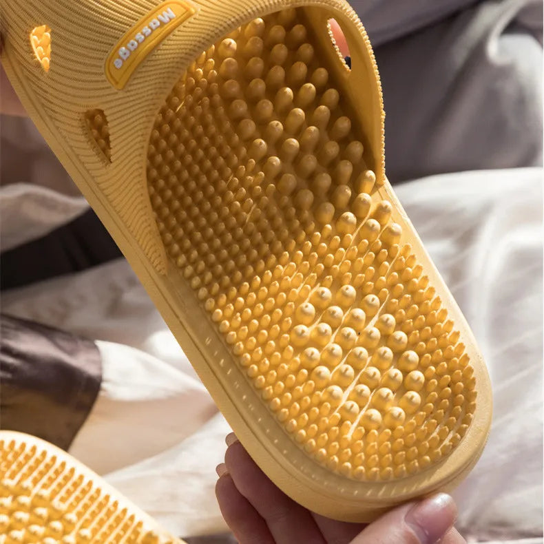 Women Men Foot Massage Slippers Indoor Bathroom Non-slip Soft Slides Comfort Flats Couples Home Relief Feet Health Care Shoes - Sun Studio