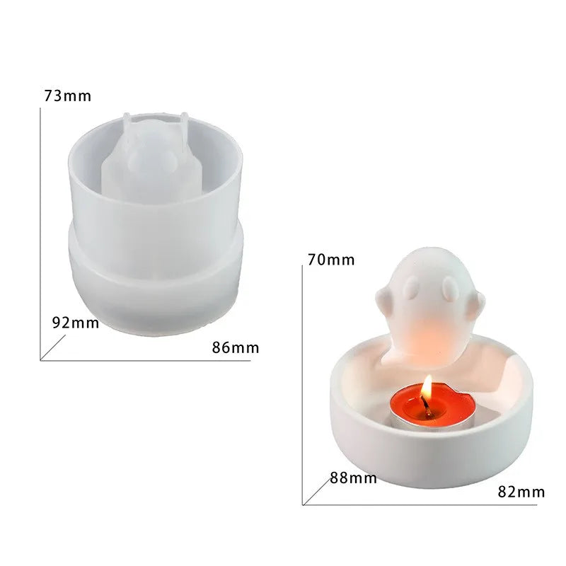 Halloween Silicone Mold Floating Ghost Gypsum Candle Cup Mold DIY Decoration Desktop Jewelry Storage Tray Handicraft Production - Sun Studio